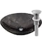 Novatto Coffee Marble Vessel Sink and Brushed Nickel Umbrella Drain NOSV-CMBN - alternate 1